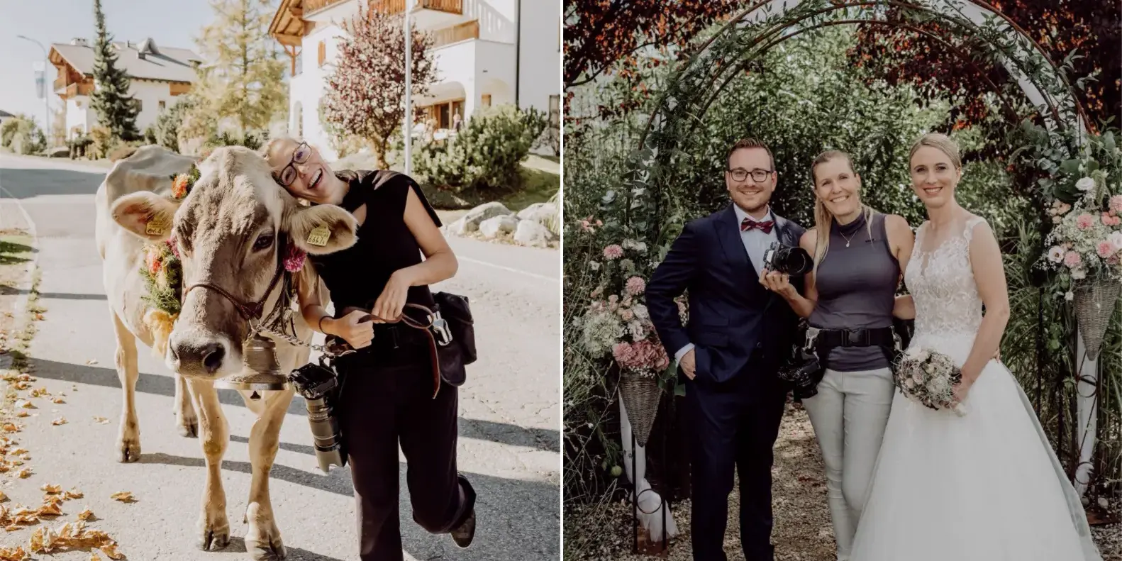 eineprisesalz Hochzeitsfotografin Hochzeitsfotografin bei der Arbeit mit dem Brautpaar zu sehen